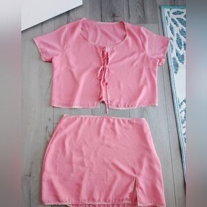 Pink Two Piece  Swim Cover Up Lightweight Alpine Butterfly Swim XL Like New